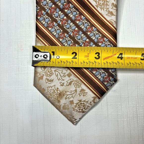 JC Penney Mens Shop Tie Floral Brocade Stripe Formal Business Vintage READ - Picture 3 of 6